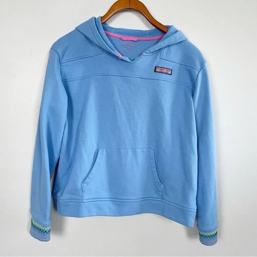 Vineyard Vines Blue Hoodie Sweatshirt XL Pink Trim Preppy